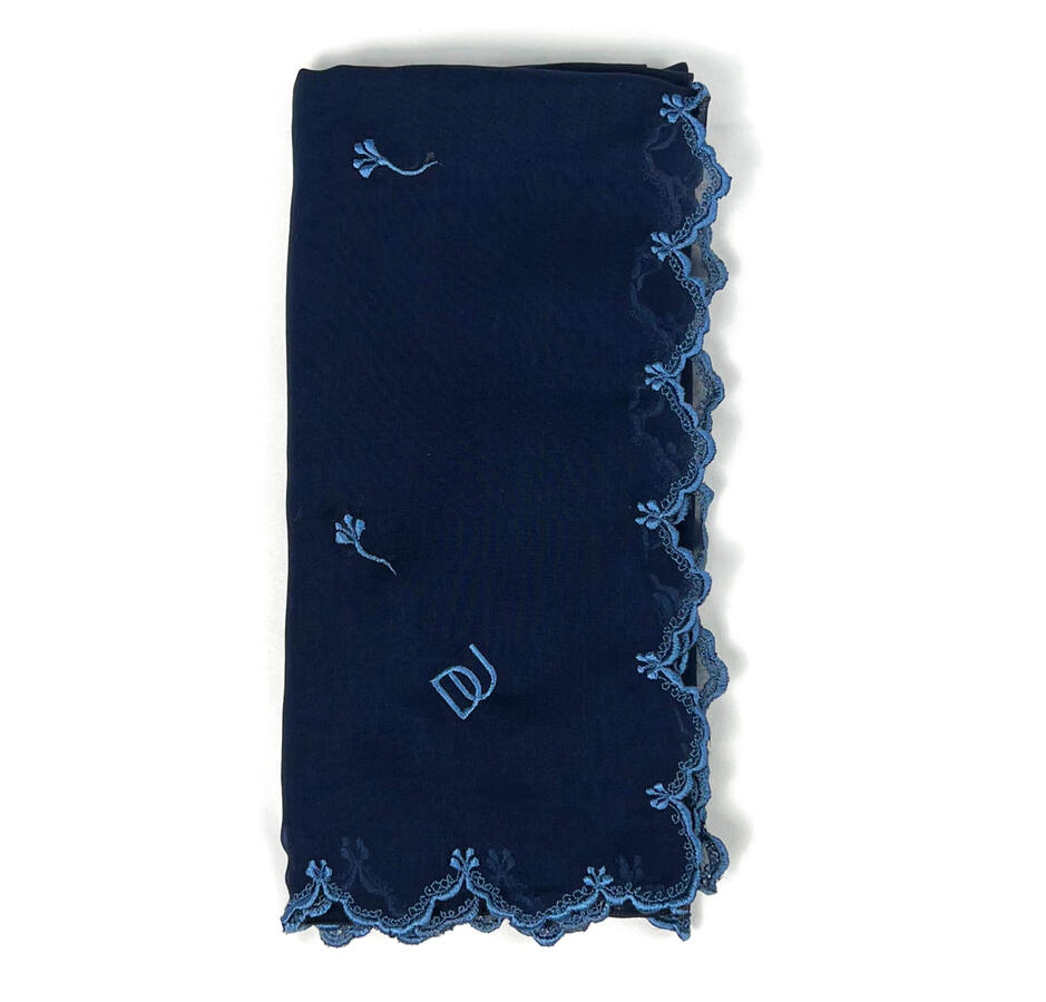 Hijab Paris Segi Empat Tepi Besar Navy